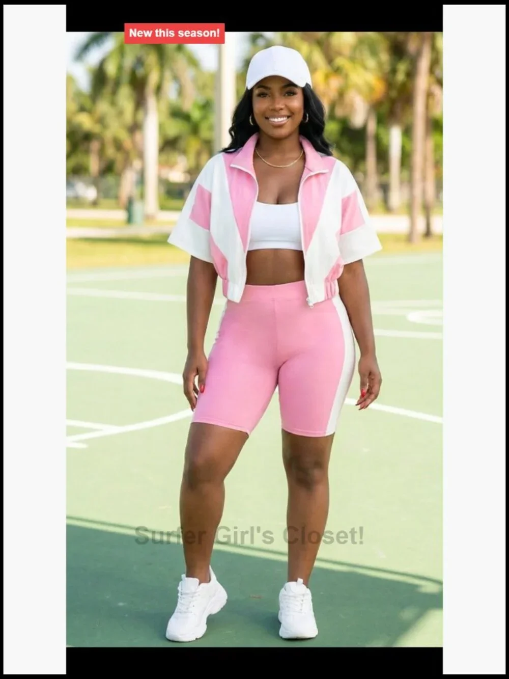 2 Piece Color Block Zip Up Cropped Jacket & Bodycon Shorts Lounge Set